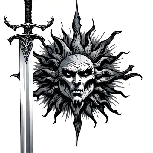 Sun And Devil With Sword