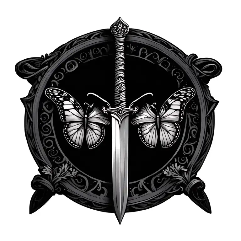 I Would Like A Beautiful Sword And A Butterfly In The Pommel