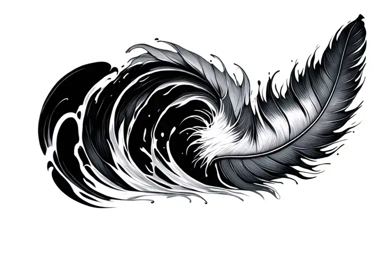A Feather Turning Into Ocean Wave Crashing