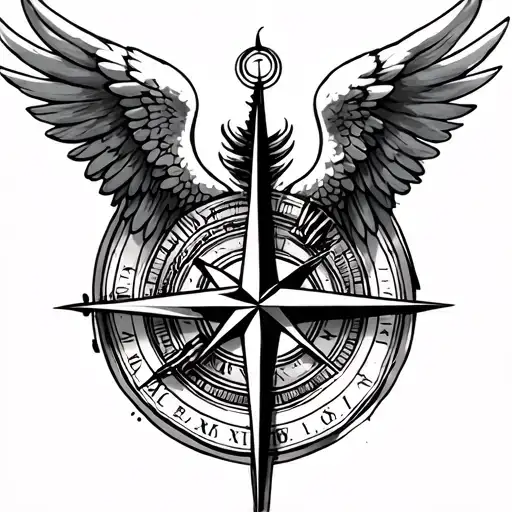 Dark Angel And Compass Surrounded