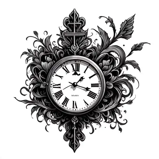 Love Clock Cross Surrounded