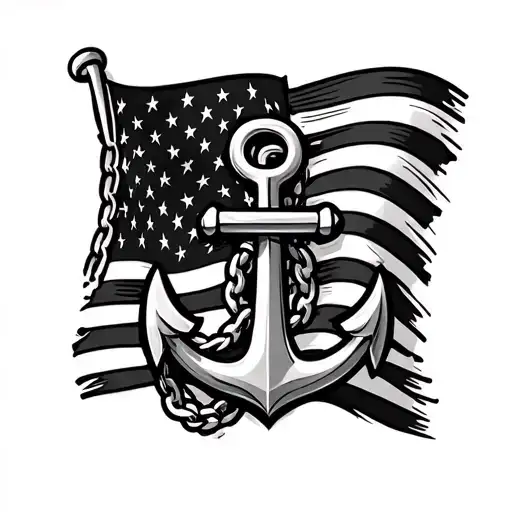 Anchor American Flag Chain
