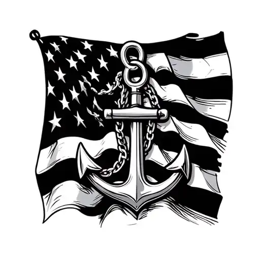 Anchor American Flag Chain