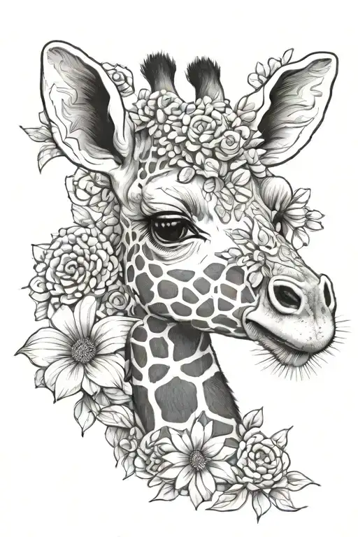 Flowers Baby Giraffe