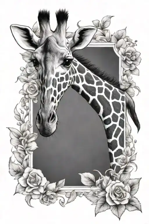 Baby Giraffe Standing Flowers