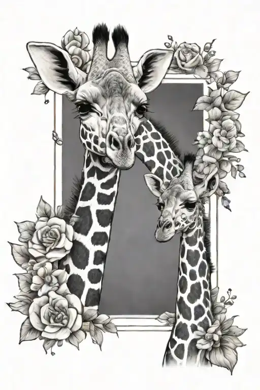 Baby Giraffe Standing Flowers