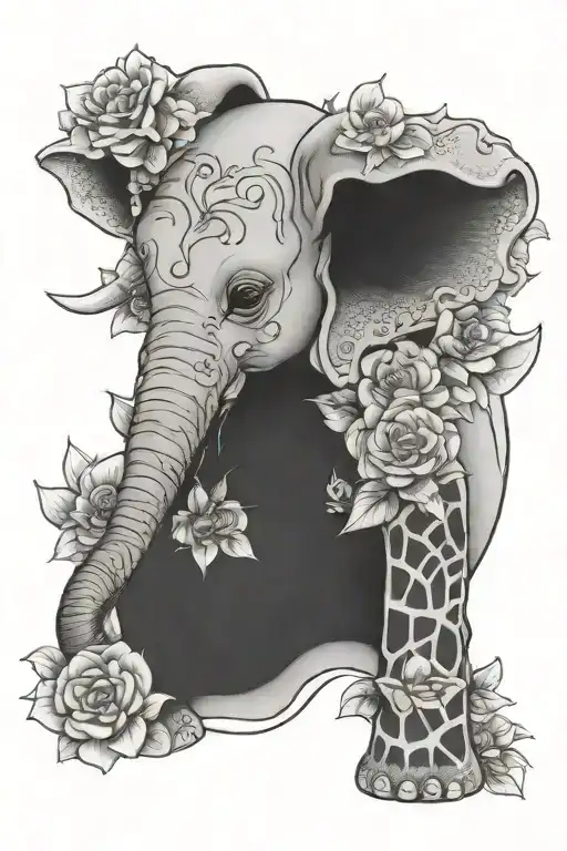 Baby Elephant Standing Flowers