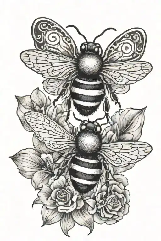 Bumble Bee And Hearts One Soul