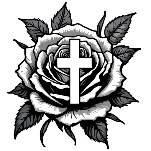 Rose With Cross In Middle