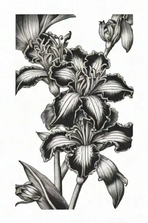 Aster And Iris Flowers