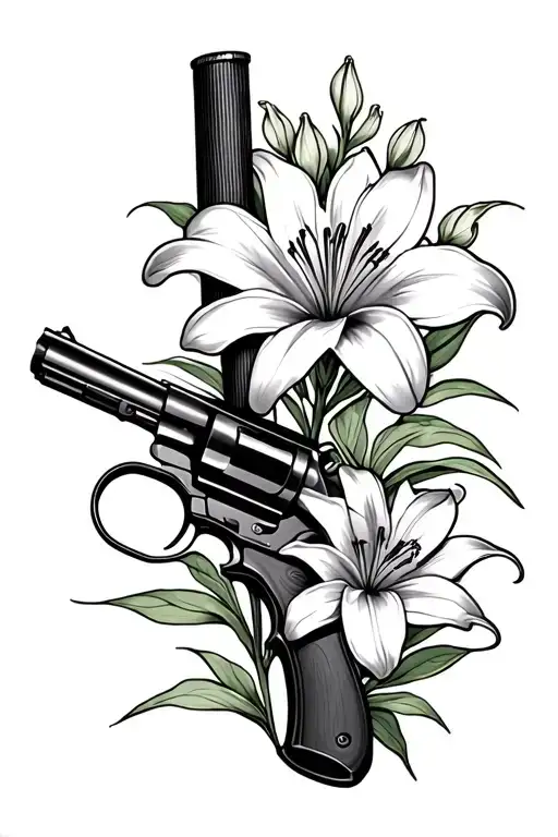 A Shotgun And Lily Flower