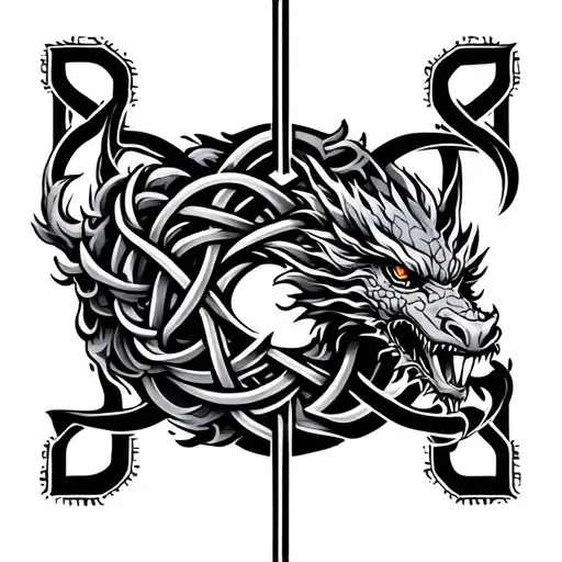 Celtic Knot Design Incorporating Japanese Dragon