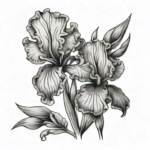 Iris Flowers With Leaves