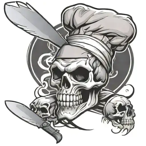 Mise En Place With Graffiti Style Cute Skull Chef With Knives