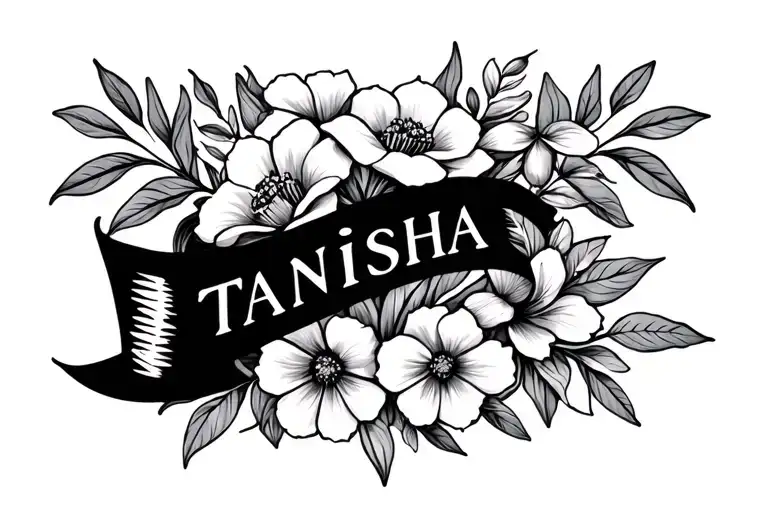 Name Tanisha With Flowers Intertwined Within