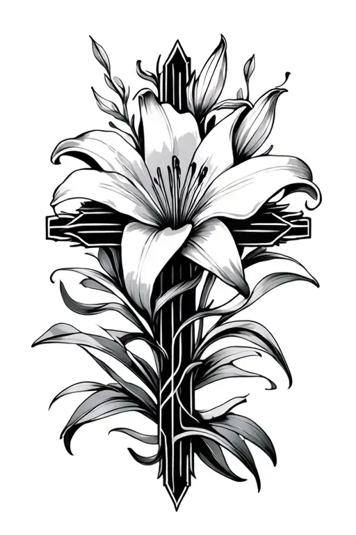 Lily Flower With A Cross