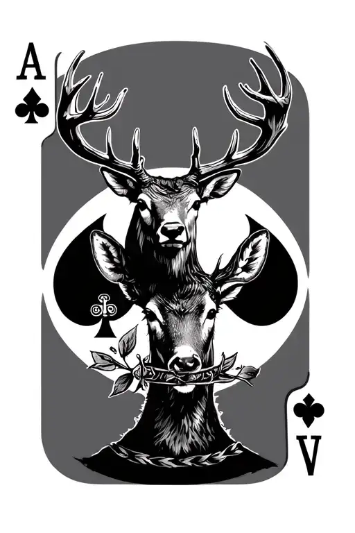 Western Leather Ace Of Spades Cross Deer Cactus Moon Cowboy