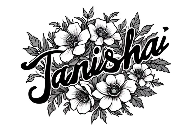 Name Tanisha With Flowers Intertwined Within