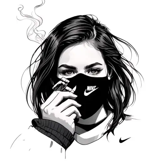 Girl In Nike Ski Mask Smoking A Joint