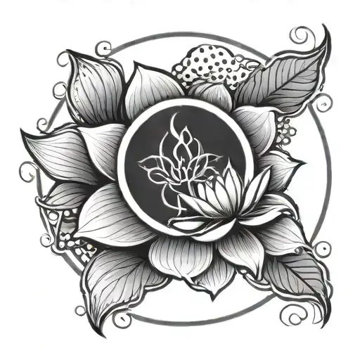 Enso Circle With Lotus Flower Blooming