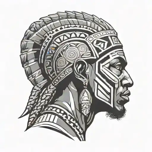 African Warrior Head Profile Holding