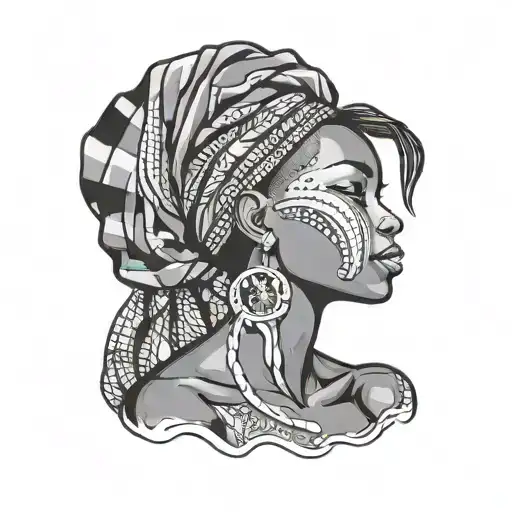 African Woman Head Profile Holding