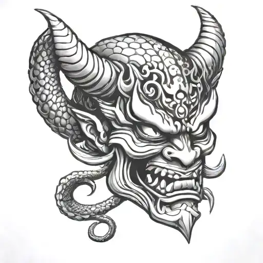 Oni Mask With Snake
