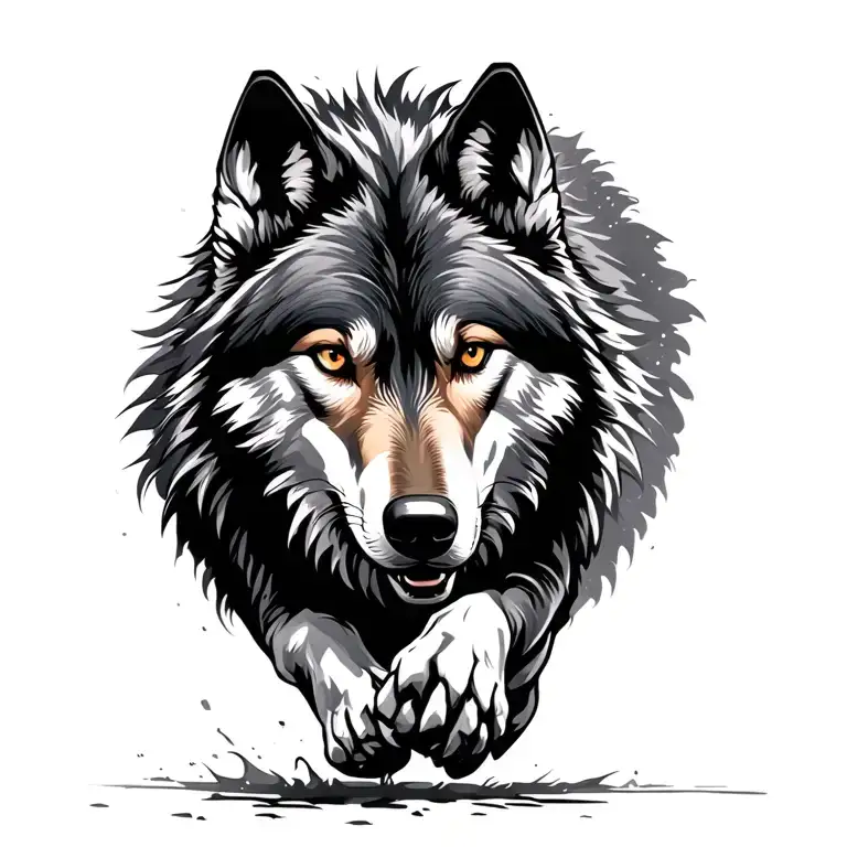 Wolf Running Freely