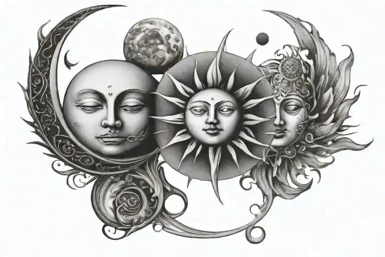 Sun And Moon Merging Together