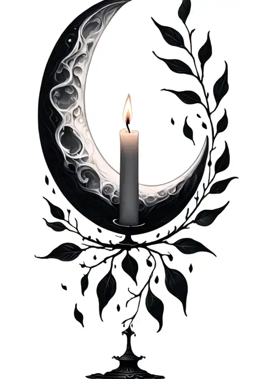 Half Moon Candle Leaves Falling