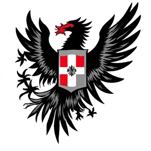 Albanian Flag But In Each Of The 14 Wings Put A Random Name Inside