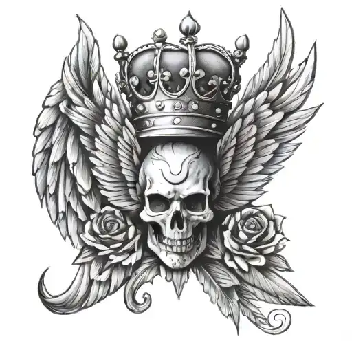 Wings With Never Give Up And A Crown