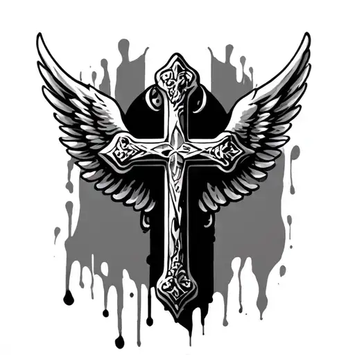 Big Cross And An Angle Wings