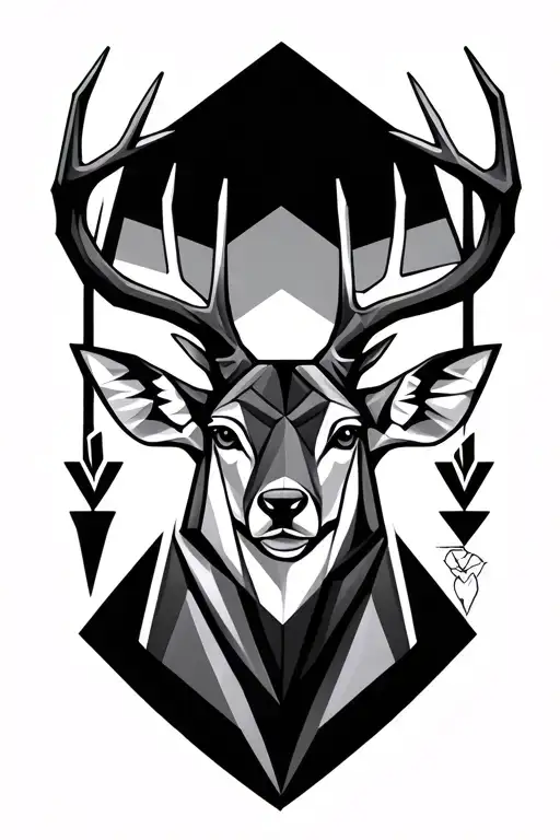 Geometric Deer Head With Three Arrows Representing Progress