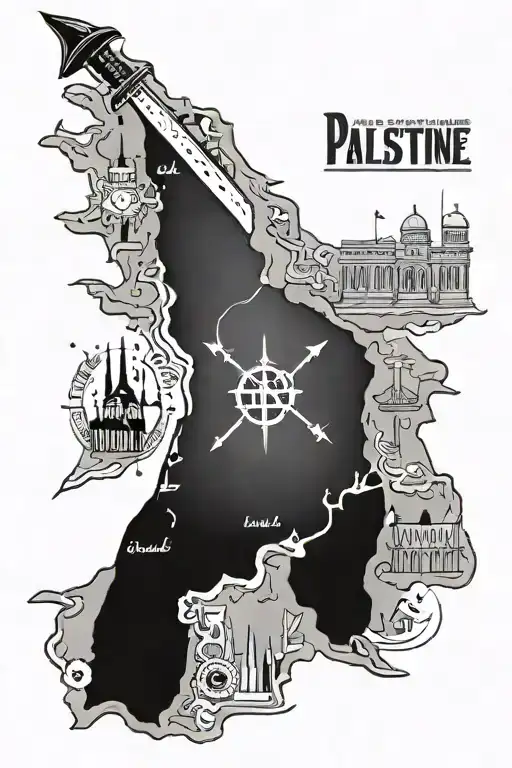 Palestine Map With Zulfikaar Sword
