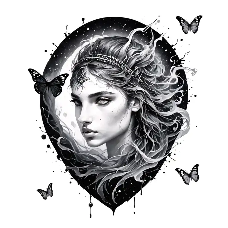 Sagittarius Zodiac Sign Inc Splatter Smoke And Butterflies