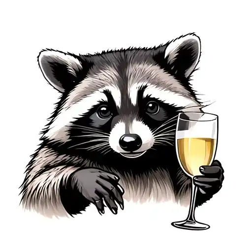 Raccoon Holding A Champagne Glass
