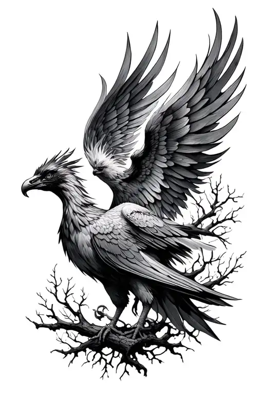 Phoenix And Aquarius With Some Tree Branches