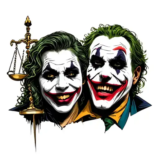 Lady Justice And Joker Face Heath Ledger Joker Laughing