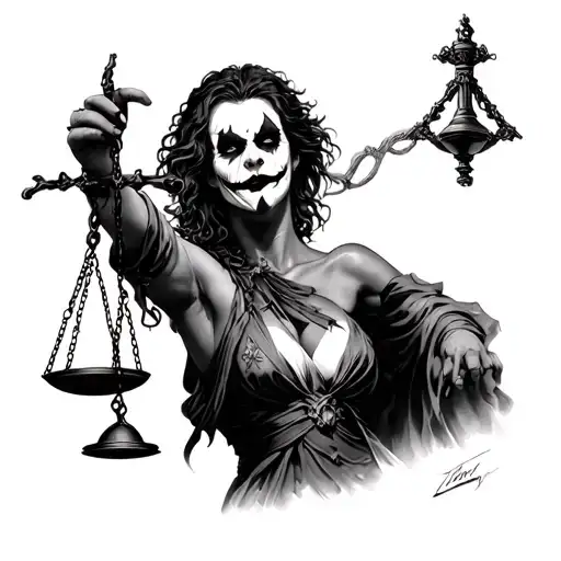 Lady Justice With Joker Face Heath Ledger