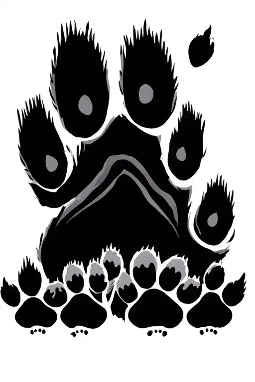 One Big Paw Print With Three Little Ones Underneath