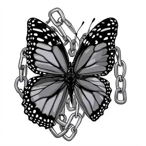 Monarch Butterfly With Thick Broken Chain