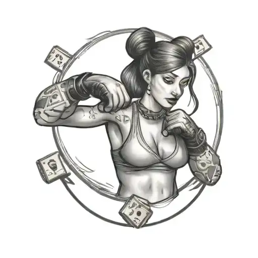Boxe And Money And Girl Looking