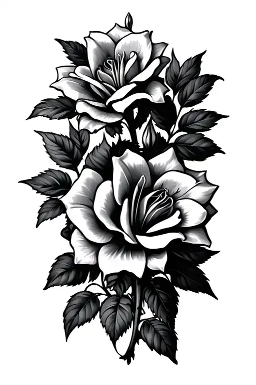 Lilly Flowers With Roses Growing