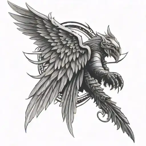 Inscription Kurgan With Wings In Style
