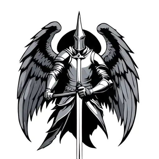 Knight Holding A Sword With Wings Holding