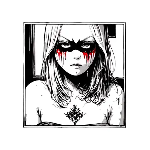 Masked Girl Hiding Sadness Misery Pain