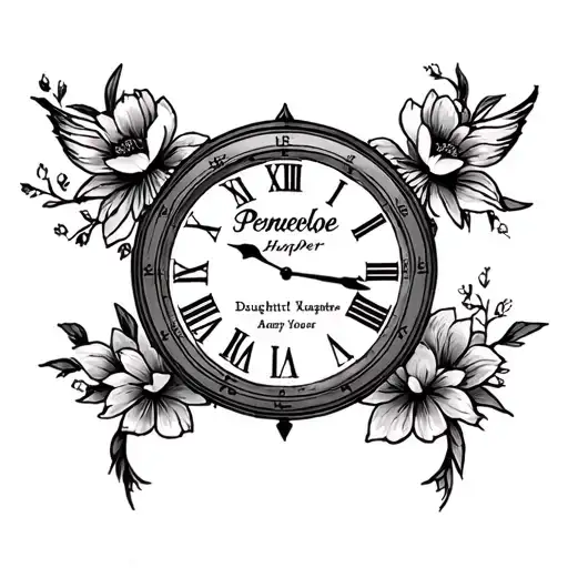 Daughter Birth Clock Embedded With Name Penelope Harper