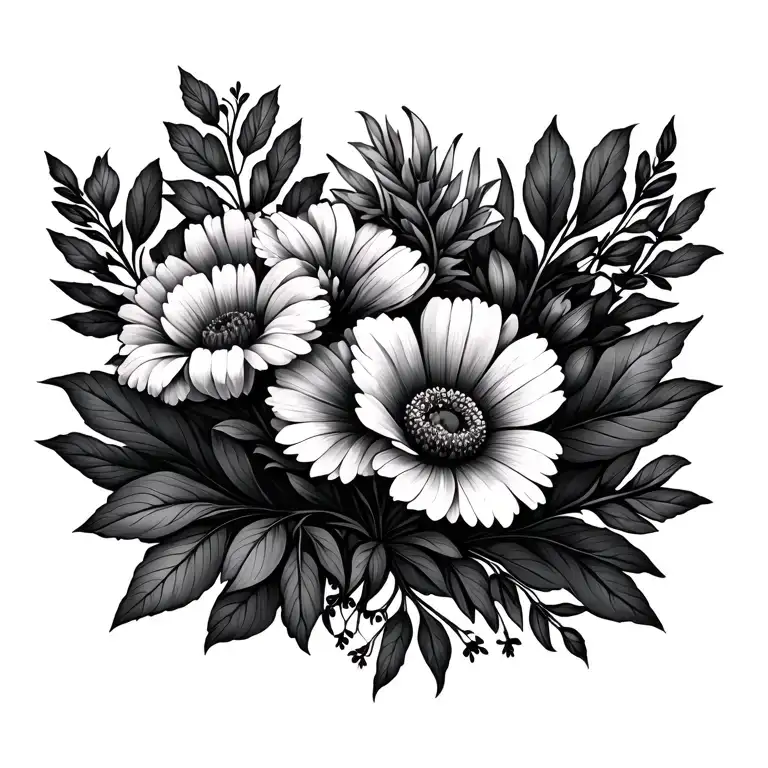 Meadow Flowers And Plants Intertwined