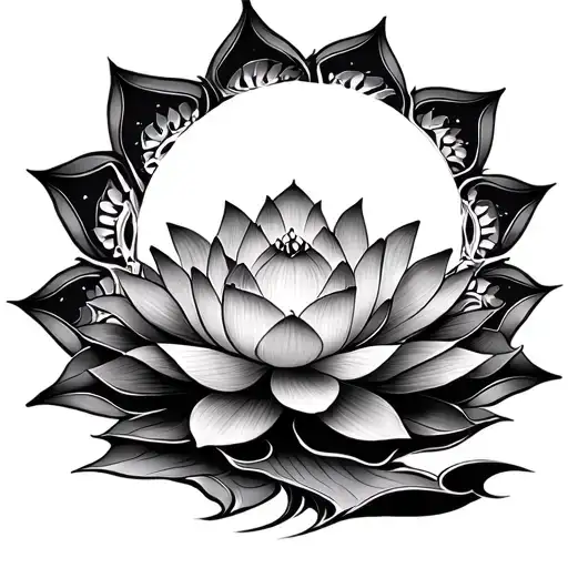 Lotus Flower Mandala Design Incorporating Elements